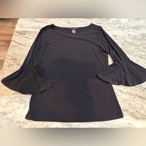 Grace Elements Small Black Bell Sleeve Stretch Knit Top